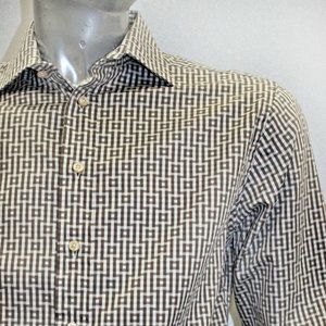 Men's Rufus Brown | White Long Sleeve Button Down Shirt